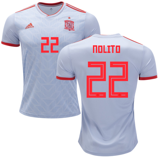 Spain #22 Nolito Away Soccer Country Jersey - Click Image to Close